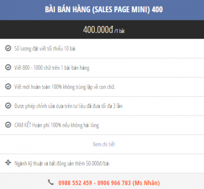 BÀI BÁN HÀNG (SALES PAGE MINI) 400
